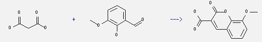 2H-1-Benzopyran-3-carboxylicacid, 8-methoxy-2-oxo- can be prepared by 2-hydroxy-3-methoxy-benzaldehyde and malonic acid